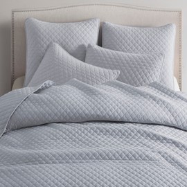 Bonlino Bedding Pillow Covers Pillow Shams - Euro Shams 26" x 26" 2 Pack, Soft Farmhouse Pillow Covers Match Quilt Set, Modern Style Striped for Home Bed Bedroom All Season (Grey, 26" x 26")…