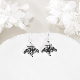 Moth Earrings Sterling Silver Luna Moth Drop Earring for Women Gothic Moth Jewelry for Women, Sterling Silver, Cubic Zirconia
