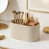 KINGFOM Makeup Brush Holder Organizer with Divider, PU Leather Vanity