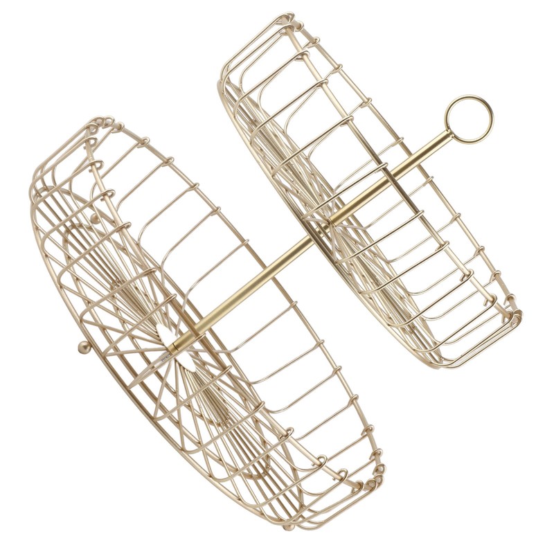 2 Tier Fruit Basket Iron Round Golden Nordic Household Snack