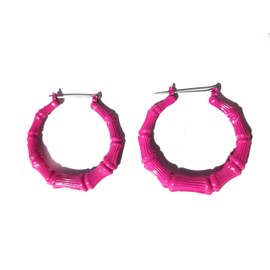 Bamboo Earrings 2 inch Hoop Earrings Lightweight Assorted Colors, Bamboo