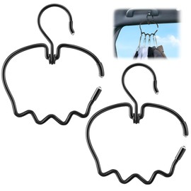 Enhon 2PCs Car Clothes Hanger, Foldable & Easy to Store, Opening Design for Hanging Hats, Heavy Duty Stainless Steel Clothes Hanger for Car Travel, Dry Cleaning, Moving