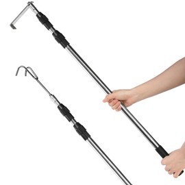 Suwimut Truck Cargo Grabber Reach Retriever Tool, 6.5 Feet Truck Telescoping Pull Pole with Two Hooks, Expandable Heavy Duty Stainless Steel Truck Grabber Reach Tool for Pickup Truck Bed Accessories