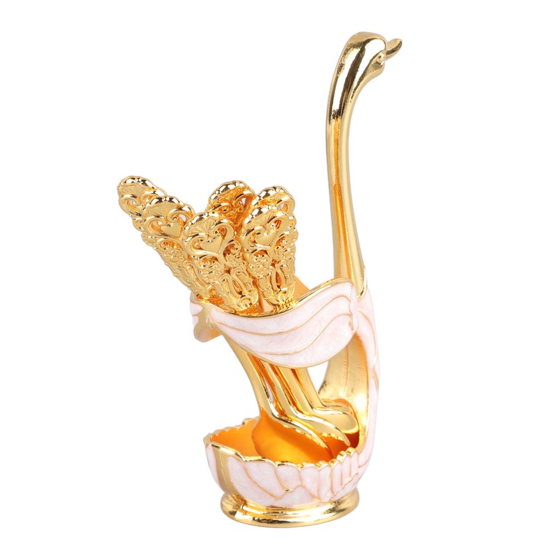 Coffee Spoon Holder Elegant Swan Shaped Alloy Mirror Polish Rich