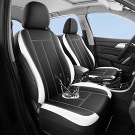 HChengkikz Neoprene Waterproof Car Seat Covers, Premium Cloth Seat Covers, Car Seat Cover Front Seats Airbag Compatible, Universal Automotive Comfort for Most Cars,Trucks,SUVs(Black White 816)