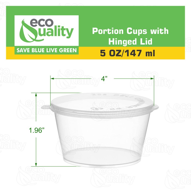 EcoQuality 5 Oz Leak Proof Portion Cups with Lids -