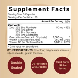 NatureBell Zinc Quercetin with Vitamin C & D3, 480 Capsules (2 Pack) | Quercetin 1,000mg + Zinc 50mg + Vitamin C 250mg + Vitamin D3 5,000 IU | 4-in-1 Advanced Immune & Lung Support | ZincVanta Formula