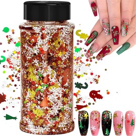 Christmas Glitter, 100 g Christmas Art Glitter Sequins, Epoxy Resin, Laser Snowflake Christmas Tree Flakes for Nails, Face, Make-up, Body, Glitter Festival Decoration (SD-11)