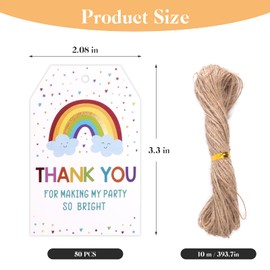 50pcs Thank You Gift Tags, 3.3x2.1In Paper Tags with Strings for Gifts & Favors - Perfect for Weddings, Baby Showers, Parties, Holidays, Anniversaries, Celebrations