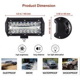 7 inch LED Light Bar,150W 25,000LM Offroad Fog/Driving Lights LED Tractor Lights with Spot Flood Combo Beam, LED Work Lights for Truck Boat ATV UTV, 2 Pcs (White)