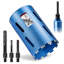 DaduoRi 6" Core Drill Bit with 3 Adapters Included: SDS Plus, SDS Max and 1/2" Hex Abor, 5/8"-11 Thread, 9.5" Drilling Depth Dry Core Bits for Concrete Brick Block, Motar, Masonry (152mm)