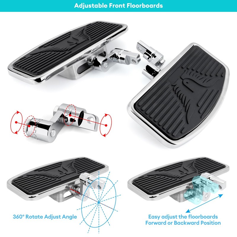 Adjustable Motorcycle Floorboards Front Footboard Pedals Foot Pegs for Harley