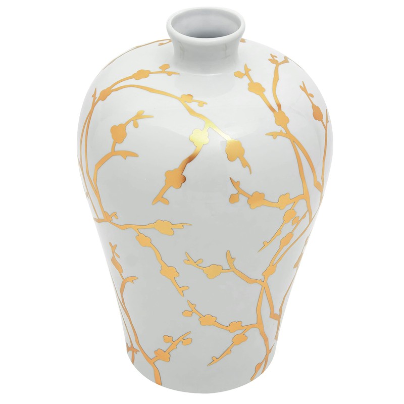 Red Lantern 15" Gold Branches Plum Vase