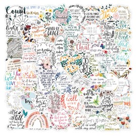 Andibro Bible Stickers, Pack of 100 Jesus Christian Stickers, Inspirational Bible Verse Stickers, Vinyl Waterproof, Inspirational Stickers for Water Bottles, Laptops, Skateboards, Luggage