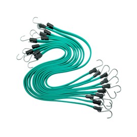 Tiousmoky 29.5" Rubber Bungee Cords EPDM Heavy Duty Tarp Straps with Metal Crimped S Hooks (60” Max Stretch) for Outdoor, Tarp Covers, Canvas Canopies, Motorcycle, and Cargo 10 Pack (Green)