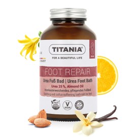 TITANIA® Urea Foot Bath Salt 270 g, Softens Calluses & Nourishes Dry Feet, 25% Urea & Almond Oil, Vegan, No Microplastics, Dermatologically Tested, Made in Germany