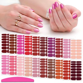 SILPECWEE 20 Sheets Red Nail Polish Stickers Full Nail Wraps Solid Color Nail Polish Strips Gel Nail Sticker Self Adhesive Fingernail Manicure Stickers Nail Art Accessories with 1pc Nail File
