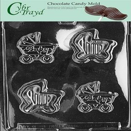 Cybrtrayd Life of the Party B040 Baby Carriage Pour Box Chocolate Candy Mold in Sealed Protective Poly Bag Imprinted with Copyrighted Cybrtrayd Molding Instructions