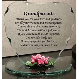 Glass Heart Plaque with Sayings Ornament for Daughter Unique Gift for Loved One | Fabulous Present for Special Ones | Premium Gift for Special Occasion One Size (Grandparents)