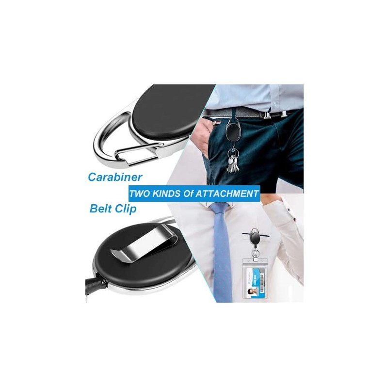 YAKESD 50 Packs Heave Duty Badge Reels Retractable with Carabiner