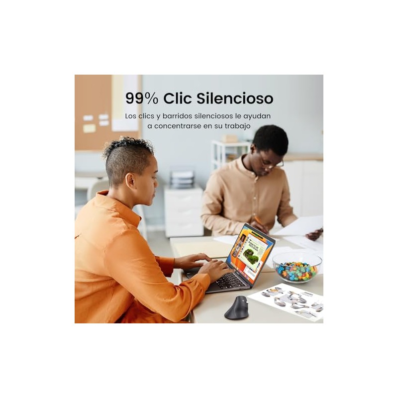 UGREEN Mouse Vertical Inalámbrico Ergonómico, Bluetooth & 2.4Ghz, Ratón 5