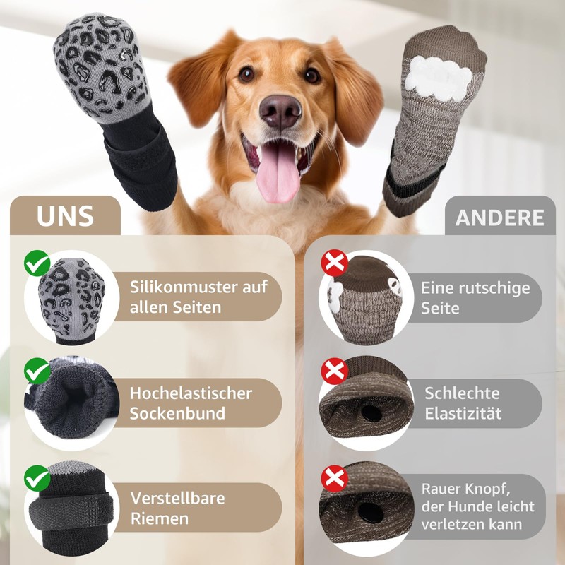 PICK FOR LIFE Dog Socks Non-Slip 2 Pairs Double-Sided with