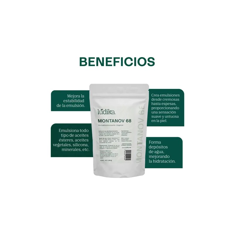 Emulsionante Natural Montanov 68 Ludika 100g para Cremas y Protectores