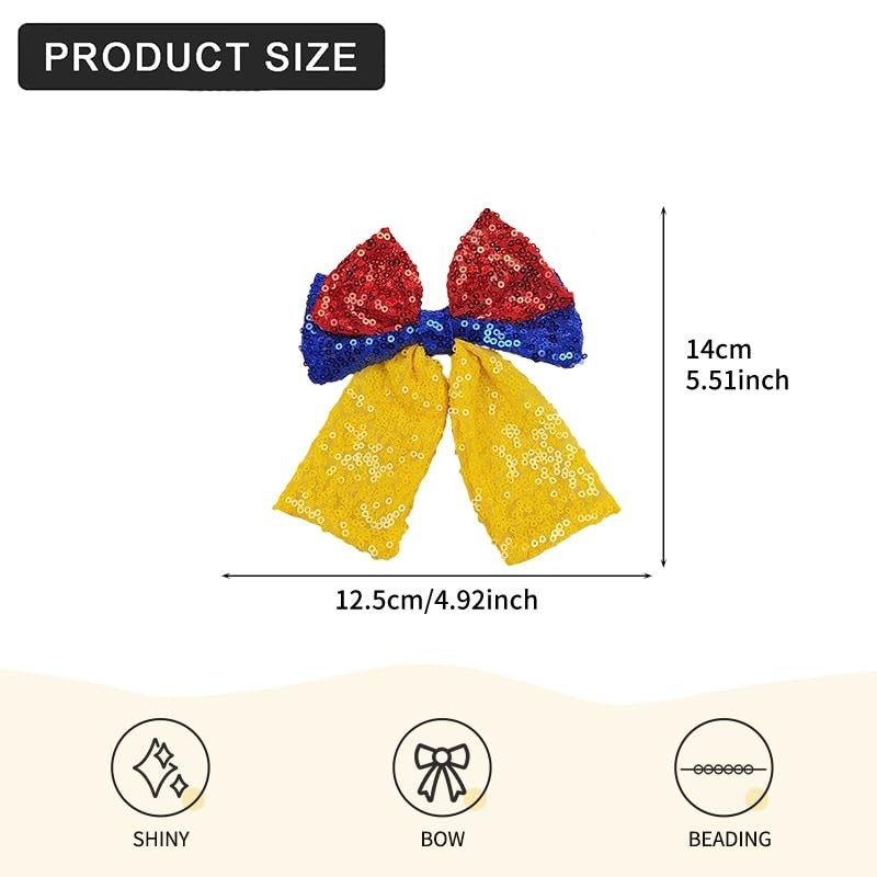 2 Pcs 5" Glitter Sequin Hair Bows Clips - Sparkly