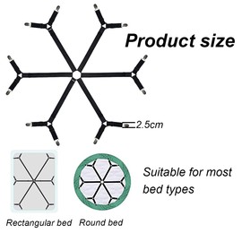 Sheet Fastener Clip, 6-Way Cross Bed Plate Clip, Adjustable Loose Belt Bed Plate Clamp Fastener Chin Up Clip, Suitable for Double Bed Oversized and Large Mattresses