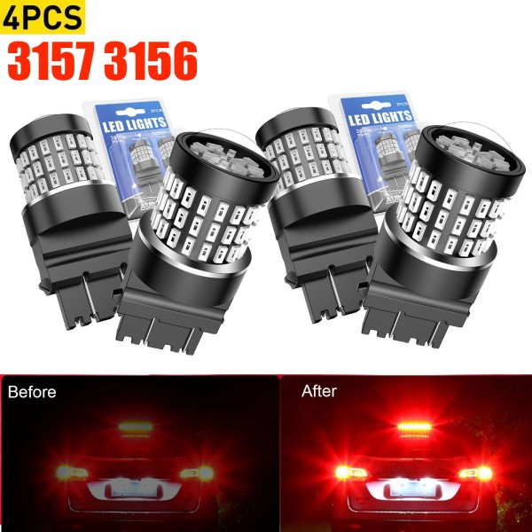AUIMSOCO 4x 3157 Red LED Bright Anti Strobe Flash Brake
