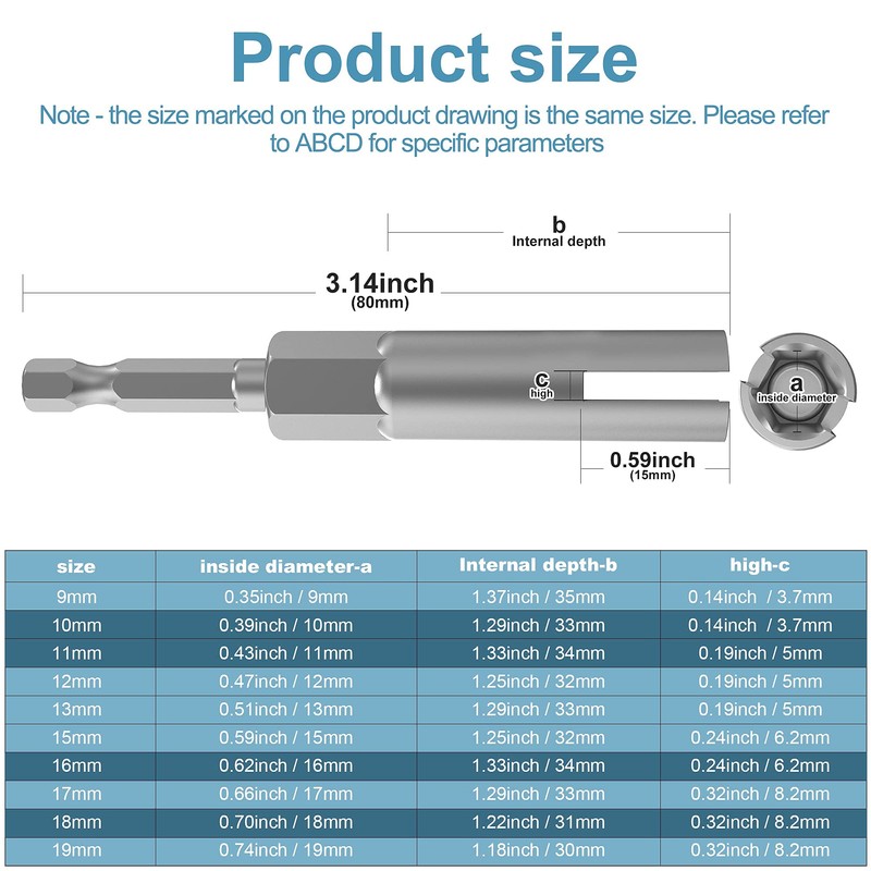 1/4" hex shank nut driver power wing nut drill bit