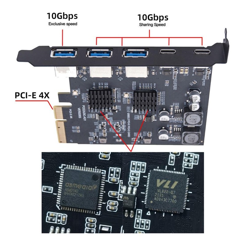 chenyang 5 Port PCI-E 4X to 2 USB C/3 USB