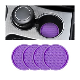 4 Pack Car Cup Holder Coaster, 2.75 Inch Diameter Non-Slip Universal Insert Coaster, Durable, Suitable for Most Car Interior, Car Accessory for Women and Men (Purple)