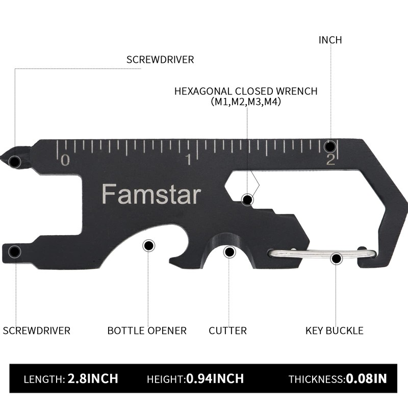 Famstar Keychain Multi-tool 3Pack Metal Pocket Tool Portable No rust