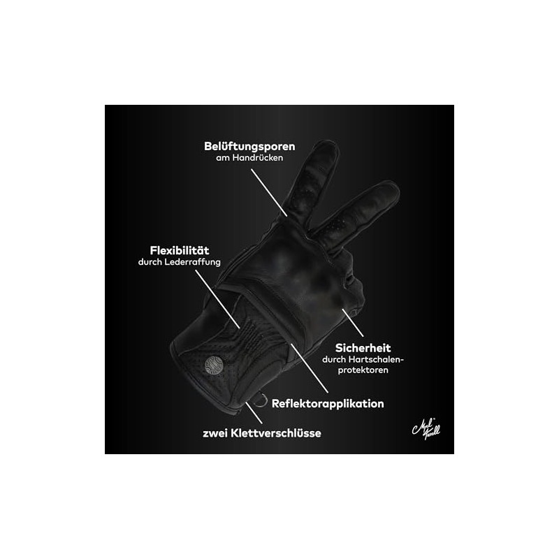 Classic Line Men's Motorcycle Gloves - High-Quality Genuine Leather, Reinforced
