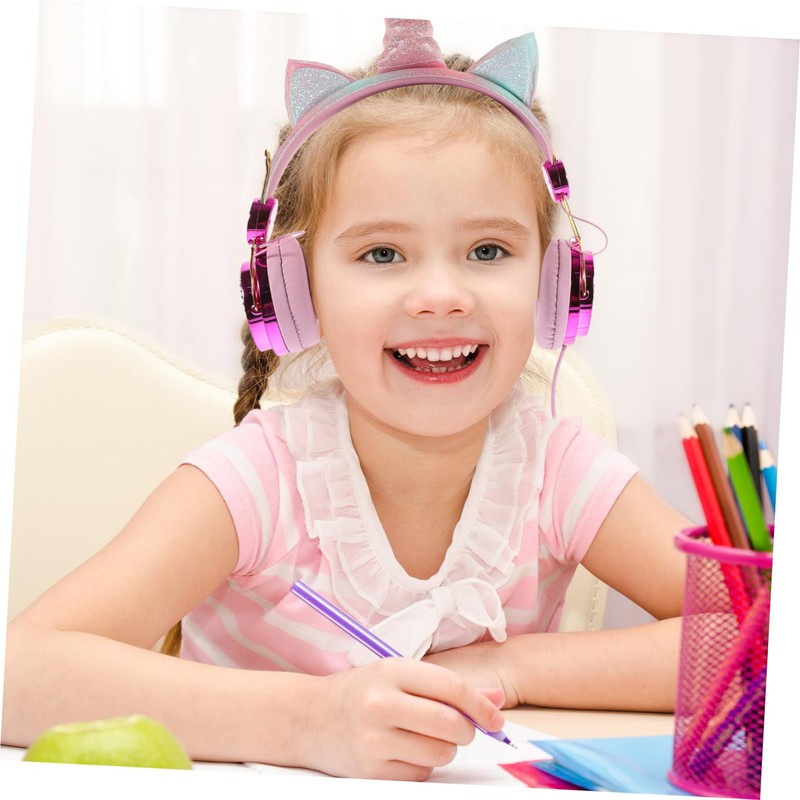 OSALADI Boy Girl Headphones with Microphone Volume Control Cable Cartoon