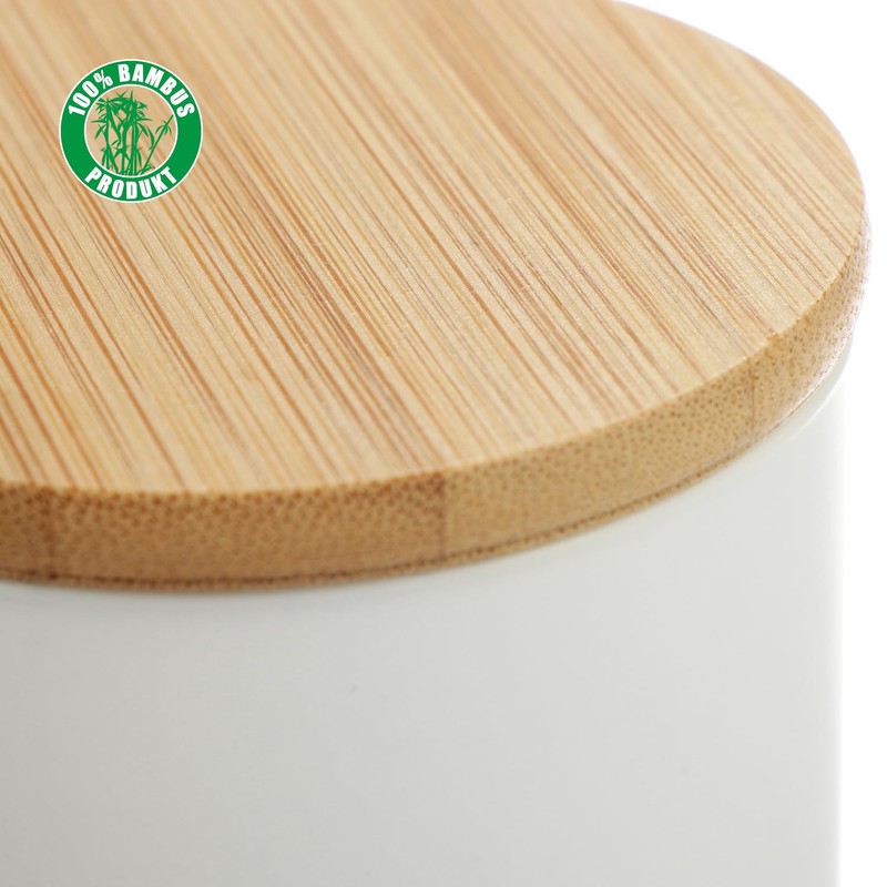 COM-FOUR® 3X Ceramic Storage containers - Storage Box with Bamboo