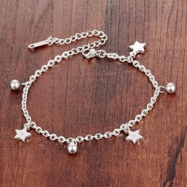 Keybella Women's Bracelet Stainless Steel Star Love Lock Smooth (Puo` Also Anklet), Stainless Steel