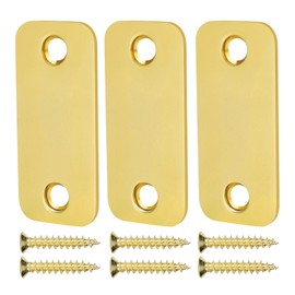 Siwil Brass Door Filler Plate 1" x 2-1/4" with Round Corner, Door Edge Hole Cover Plate – 3 Pack