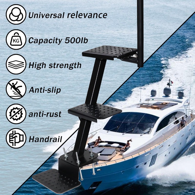 Shtuomoland Heavy Duty Boat Trailer Steps with Safety Handle 3