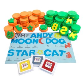 Colorations Stamping Kit, Letters, Numbers Shapes and Stamp Pads