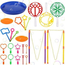 Dncvb 24-Piece Giant Soap Bubbles Set for Children, Giant Soap Bubbles Set with Tray, Large Soap Bubbles Rod and Bubble Rings, Bubble Toy for Garden Toy Children Outdoor