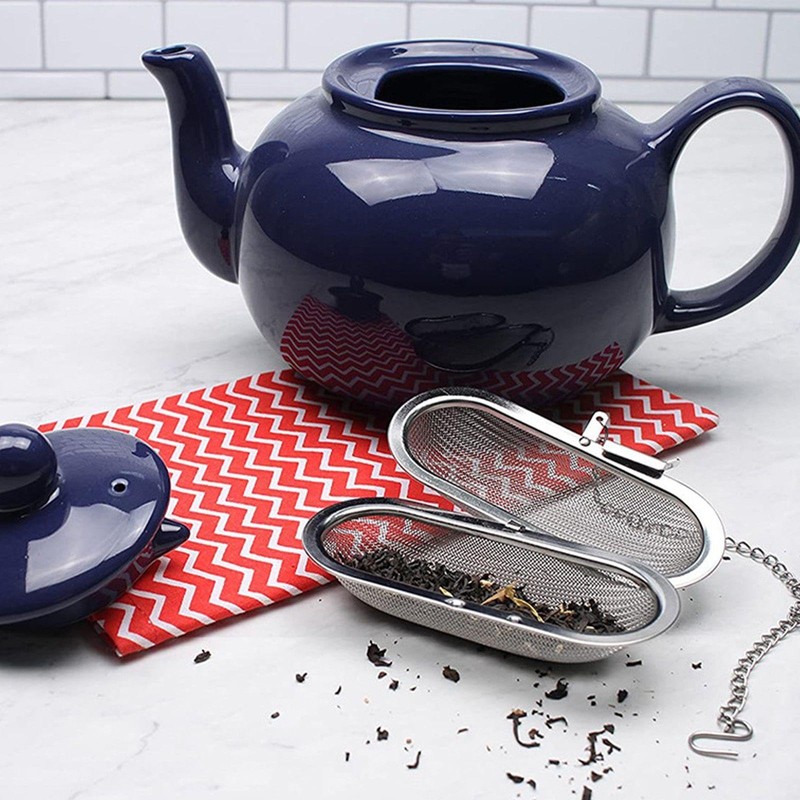 2 Piece Oval Strainer, Tea Strainer with Chain, Stainless Steel