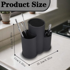 3 in 1 Messerblock Ohne Messer, LIUCONGBD Universal Schwarz Runder Messerblockhalter unbestückt mit Utensilienhalter, Platzsparende Messerhalter für Alle Alle Küchenmesser Geeigne