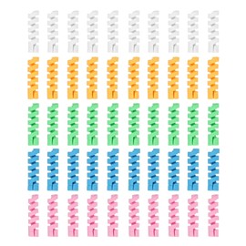 sourcing map 50Pcs Charger Cord Protectors, Flexible Rubber Spiral Cord Protector for Phone Charger Headphone Laptop, White, Green, Blue, Pink, Yellow