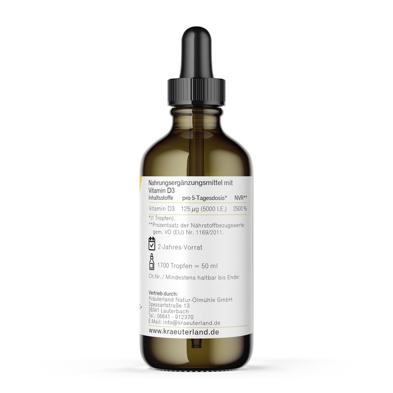 Kräuterland Vitamin D3 Drops 5000 IU - 50 ml Cholecalciferol