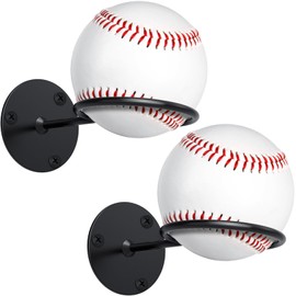 Threan 2 Pcs Baseball Display Memorabilia Holder Sports Baseball Wall Stand Holders Heavy Duty Wall Mount Rack for Collectibles Steel, Black