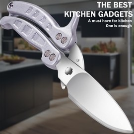 Kitchen Scissors Heavy Duty,Spring Loaded Kitchen Shears with Serrated Edge,Detachable as a Cleaver,Multipurpose Stainless Steel Sharp Utility Food Scissors for Chicken,Poultry,Fish,Herbs,Silver