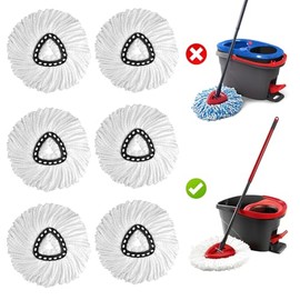 6 Piezas cabezales de repuesto para mopa giratoria, cabezales de repuesto para fregona de microfibra, Suelos fciles de limpiar, Mop Head Compatible...