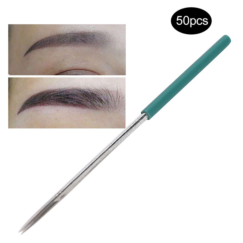 50PCS Professional Eyebrow Tattoo Needles Microblading Pen Shading Blades Permanent